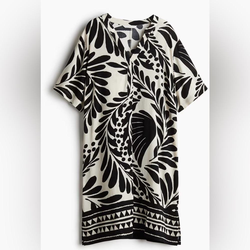 H&M Black and White Midi Dress